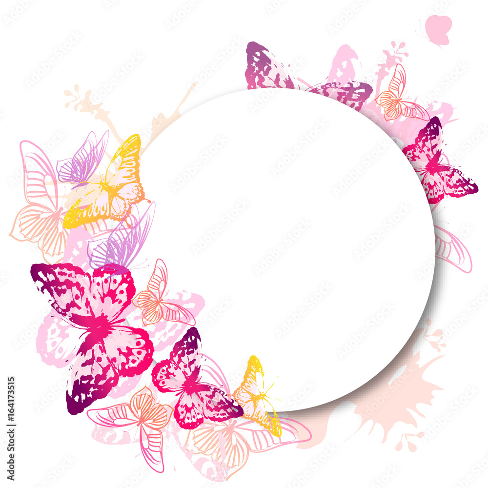Naklejka premium piękne różowe motyle, na białym tle
