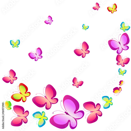 beautiful color butterflies set  isolated  on a white