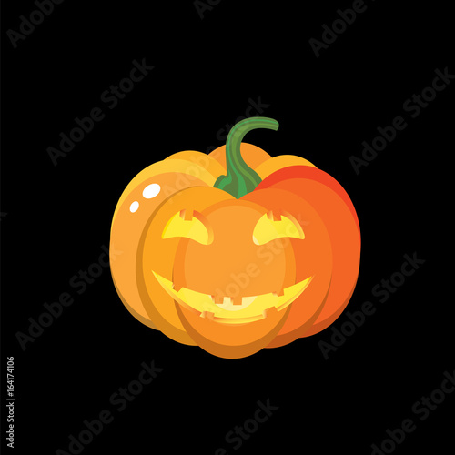 Funny Halloween pumpkins with different emotions, smiles and faces. Vector illustration for a postcard or a poster. Autumn holiday. Realistic vector concept. © juliagrin
