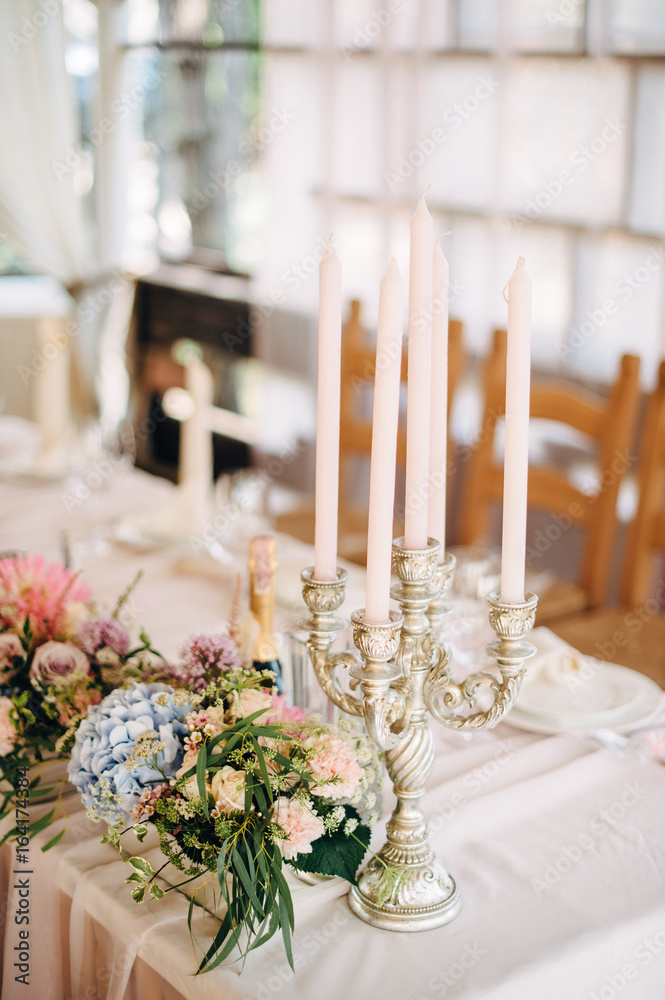 Candles with decor and flowers Candles with decor and flowers