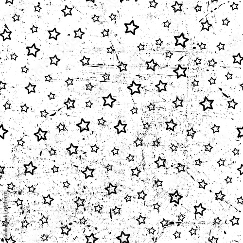 abstract seamless stars pattern. Grunge urban background in black and white colors for girls, boys, childish, fashion and sport clothes. Silhouette repeated backdrop.