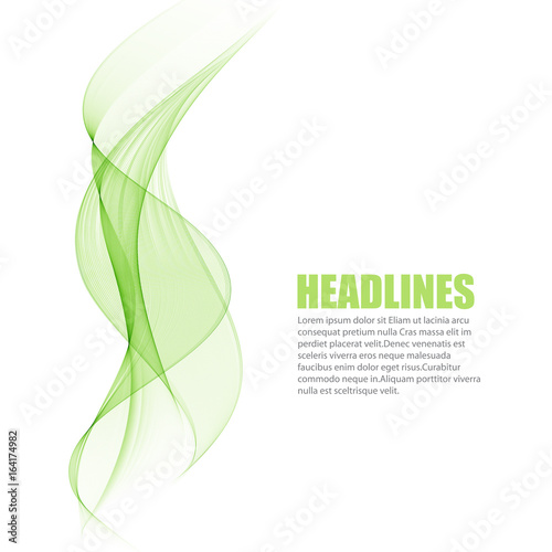 Wallpaper Mural Abstract green wavy lines. Colorful vector background Torontodigital.ca
