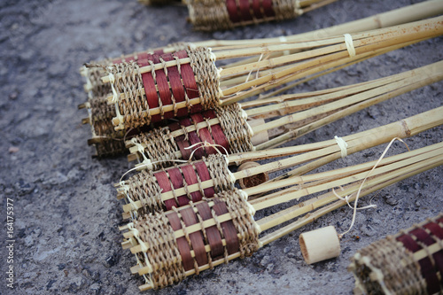 Bamboo torch, is the preparation for the holiday. photo