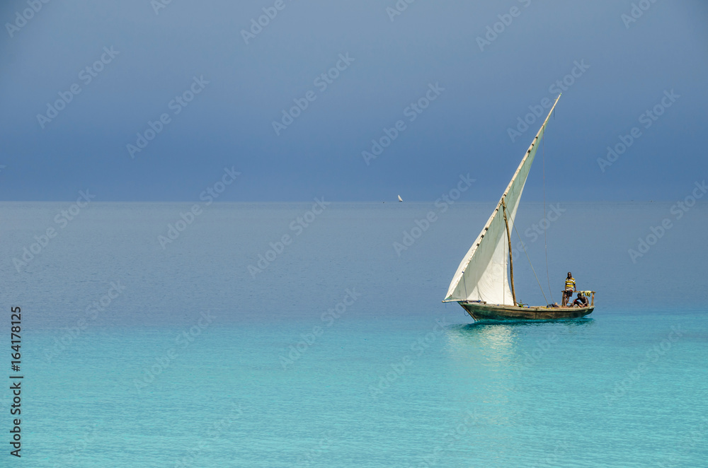 Fototapeta premium Two fishermen sailing