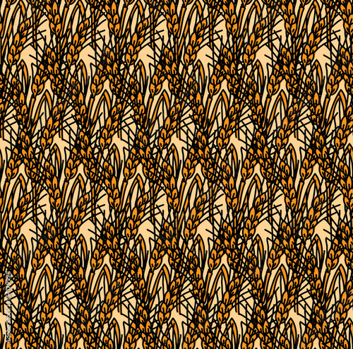 Wheat rye field seamless pattern.