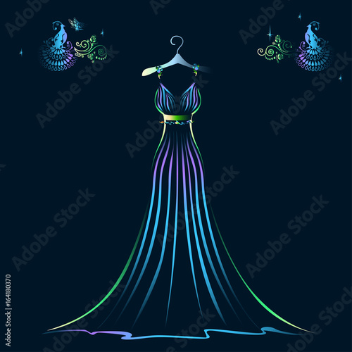 Beautiful shining evening dress silhouette