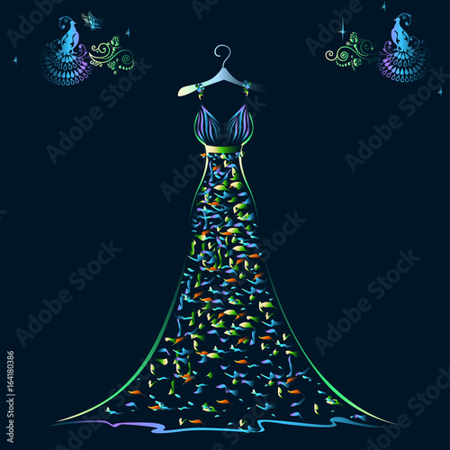 Beautiful shining evening dress silhouette