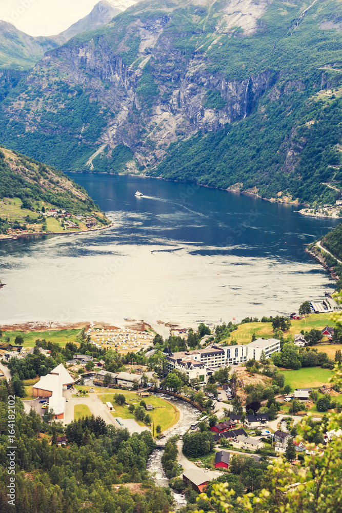 Geirangerfjord and Geiranger village in Norway