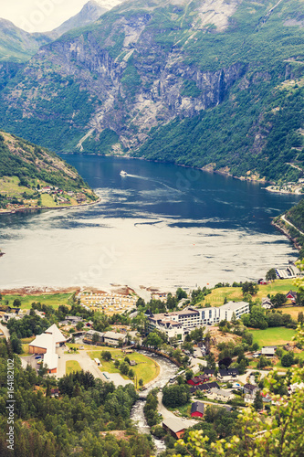 Wallpaper Mural Geirangerfjord and Geiranger village in Norway Torontodigital.ca