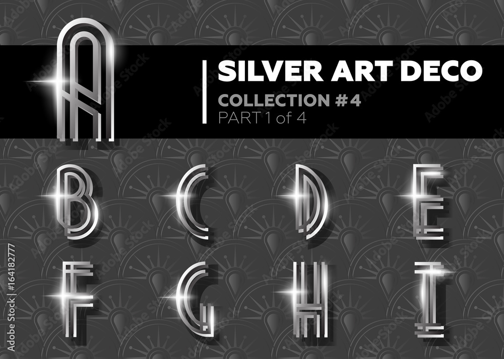 Vector Art Deco Font. Shining Silver Retro Alphabet. Gatsby Style. Stock  Vector | Adobe Stock
