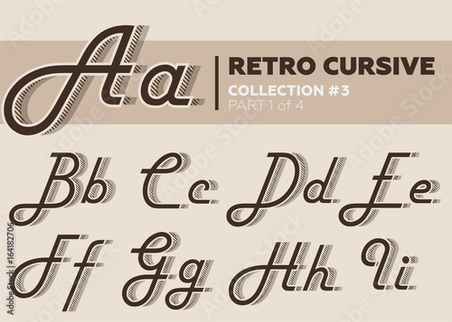 Retro Character Typeset. Vintage Layered Font with Striped Shadow.