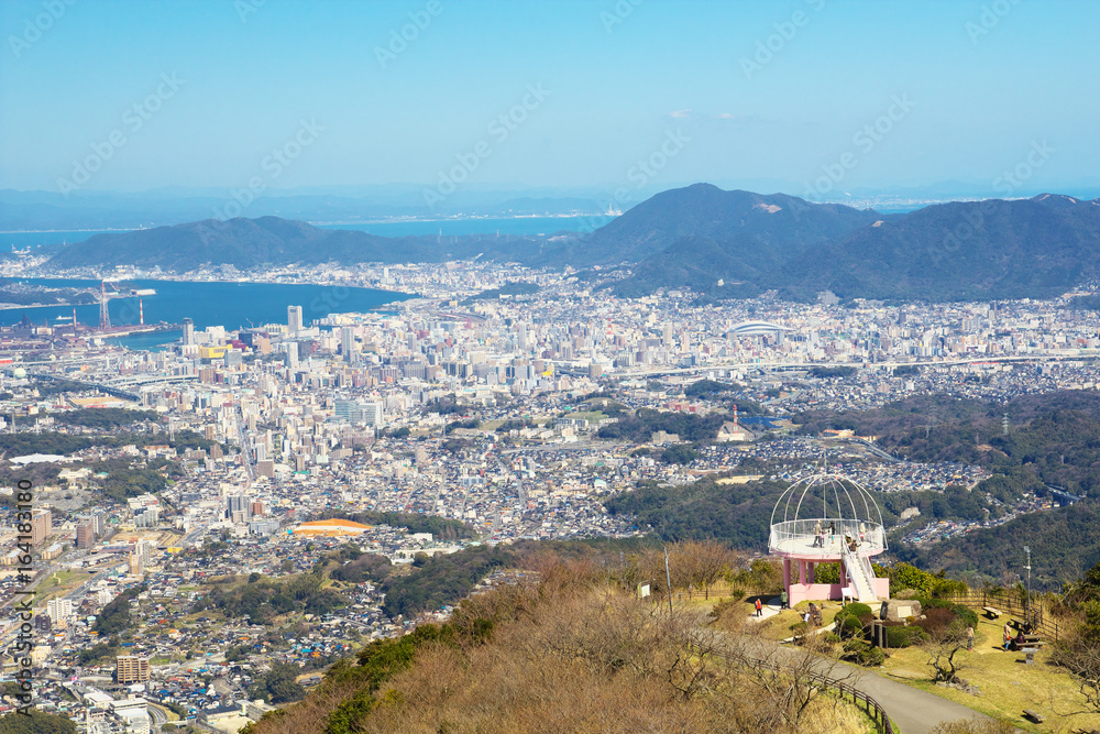 Fototapeta premium View of Kitakyushu City from Mt. Sarakura