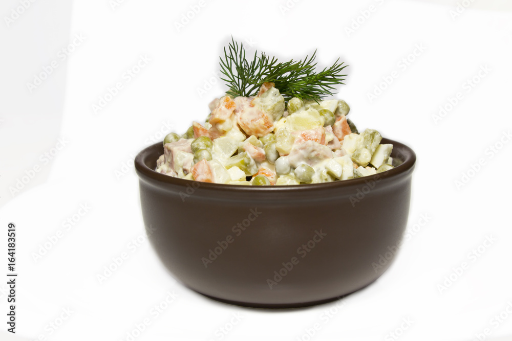Salad Olivier isolated on white Salad Olivier isolated on white