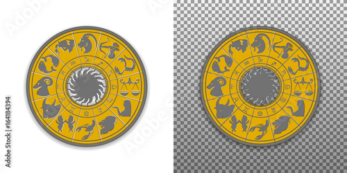 Disk of the zodiac signs with the sun