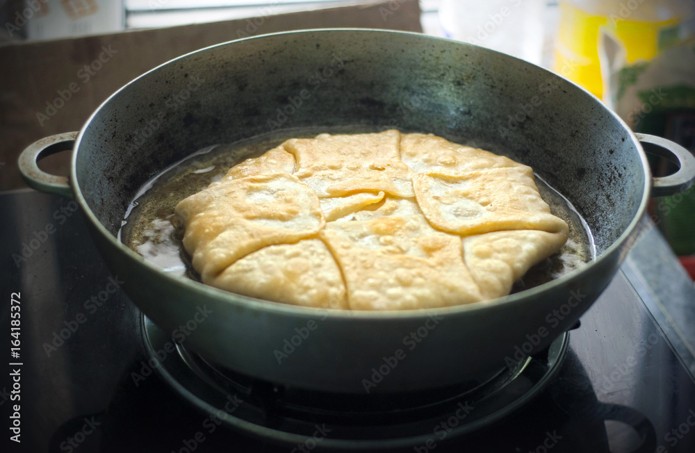 Process of preparation of pies with cheese in a pan Process of preparation of pies with cheese in a pan