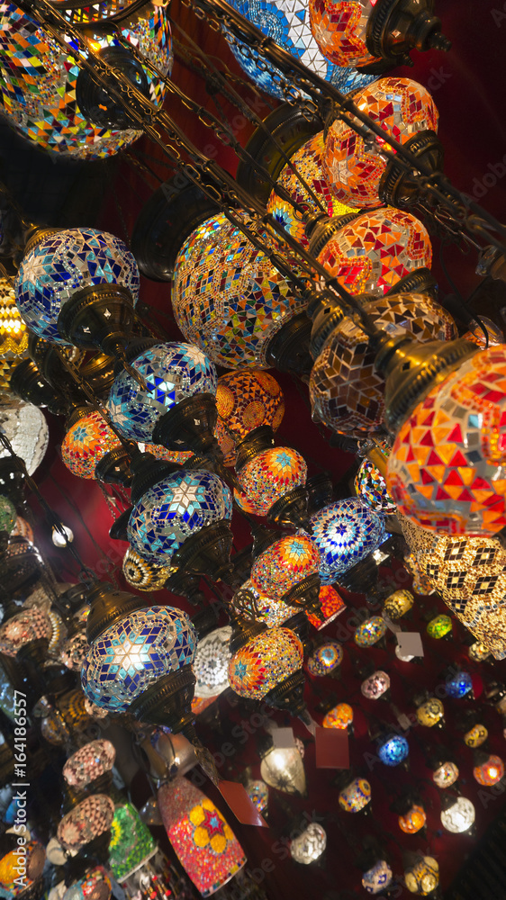 Bright multi-colored lamp in the Oriental style