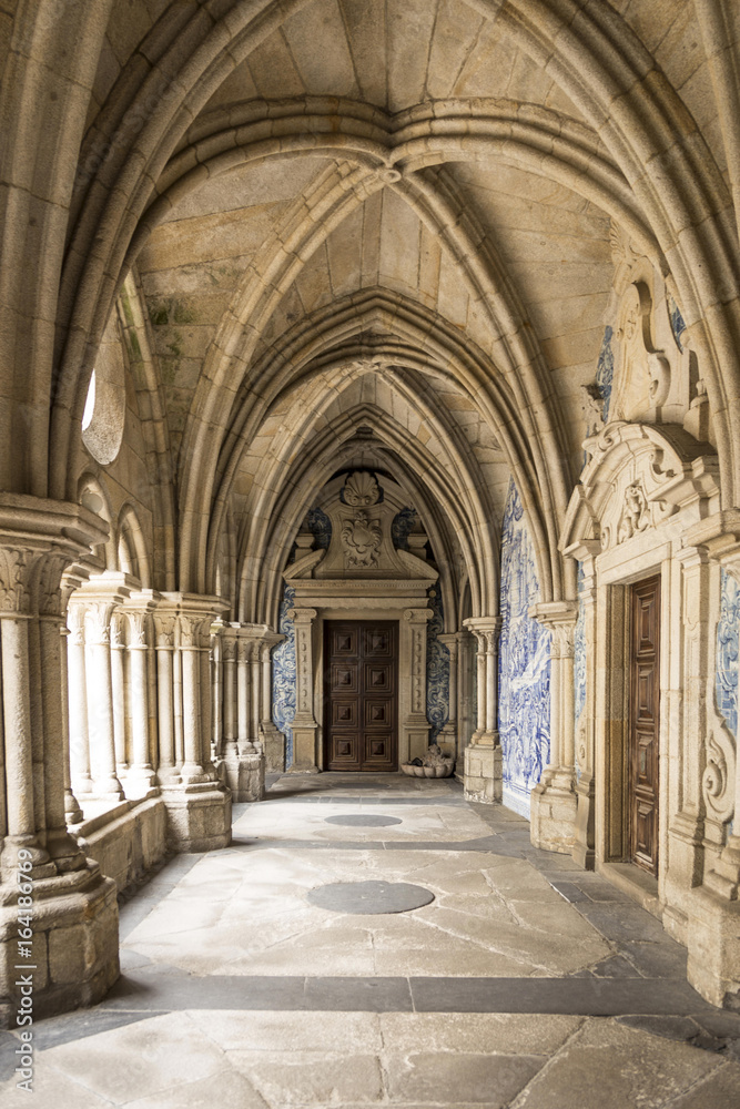 Corridor of an ancient castle in Portugal