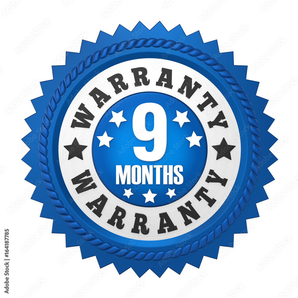 9 Months Warranty Badge Isolated
