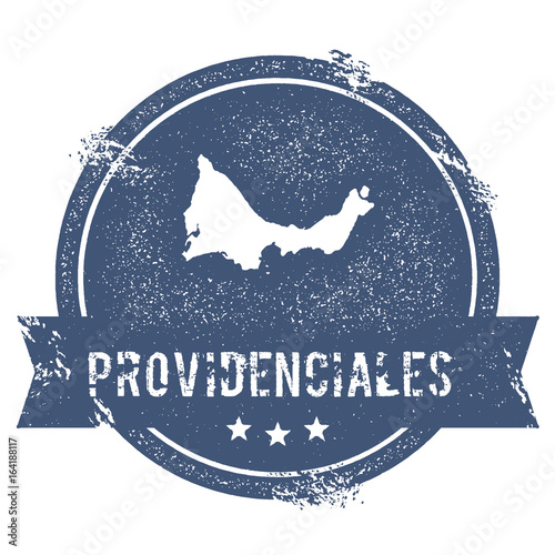 Providenciales logo sign. Travel rubber stamp with the name and map of the island, vector illustration. Can be used as insignia, logotype, label, sticker or badge.