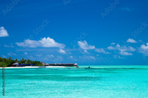 Fototapeta Naklejka Na Ścianę i Meble -  beach with water bungalows at Maldives