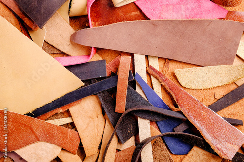little colored scraps of leather, natural texture background