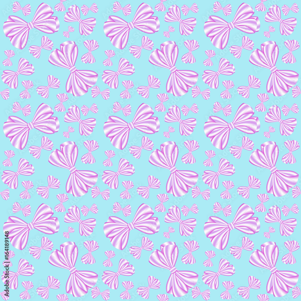 Seamless pattern with pink bows from striped ribbons Seamless pattern with pink bows from striped ribbons