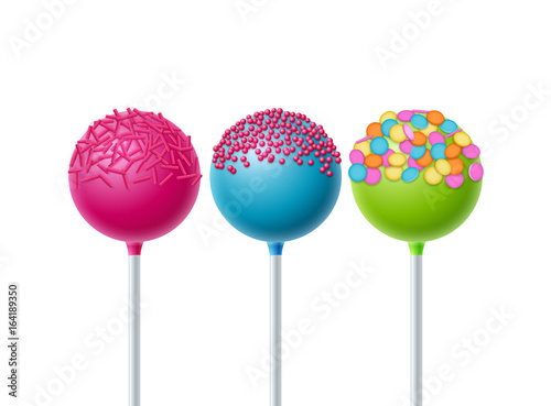 Lollipops candy dessert food background. Vector lollipop object isolated © kolonko