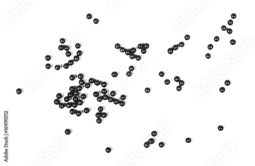Shotgun pellets, birdshot isolated on white background top view with clipping path