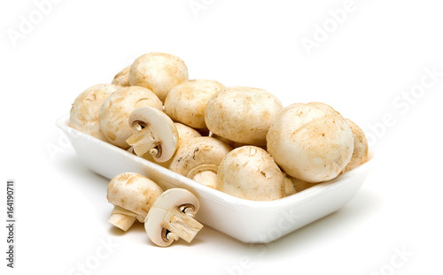 mushrooms champignons isolated on white background