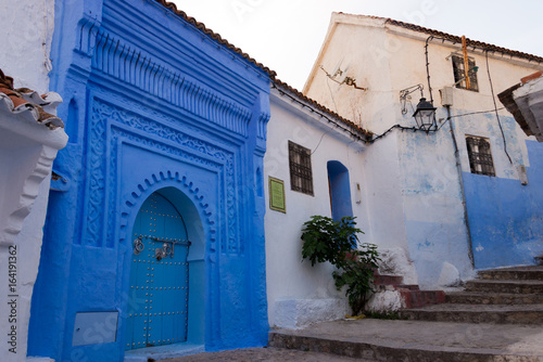 front door in blue town chefchaouen, morocco © Nikolai Link