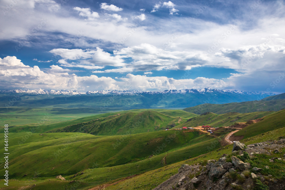Mountain landscape. Kyrgyzstan. Suusamyr Valley.