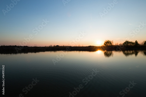 Sunset lake and beautiful scenery landscape concept