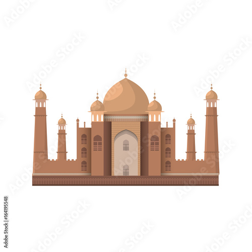 Taj Mahal mausoleum in Agra, India. Isolated on white. Vector