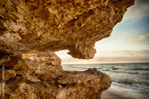 Sea coast Sunrise in Chabanka Odesa Ukraine photo