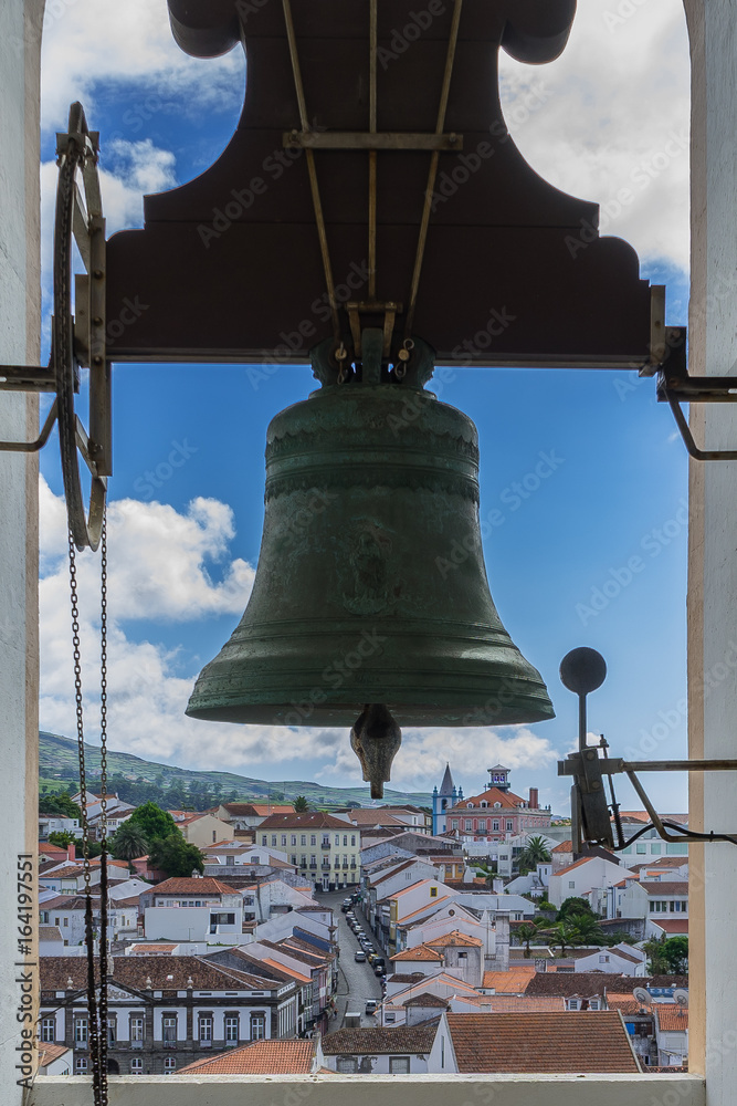 View of Angra do Heroismo from bell tower of Igreja do Santíssimo Salvador, Terceira, Azores, Portugal