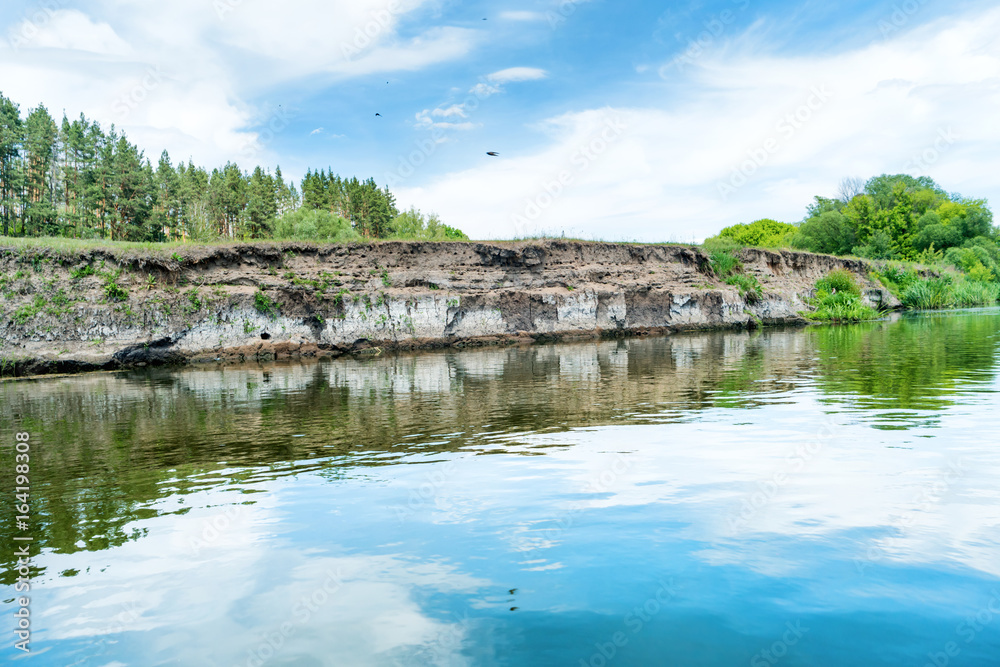 Calm landscape with blue river Calm landscape with blue river