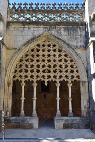 Detail of cloister of the Monastery of Santa Maria da Vitoria Batalha Centro region Portugal