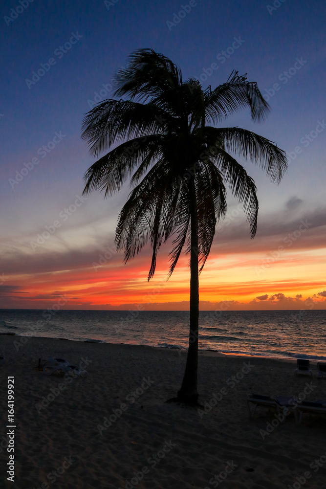 Fototapeta premium Sunset over Maria la Gorda beach in southwest Cuba