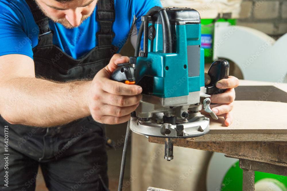 Close up Man doing woodwork in carpentry