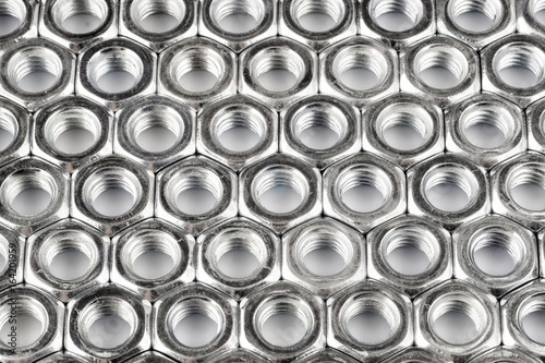Background of hexagon nuts