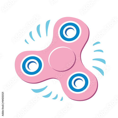 Pink fidget spinner toy isolated.