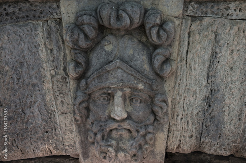 Masks of ancient gods  stone bas-reliefs  Catherine Park in Tsarskoye Selo  Pushkin  Russia