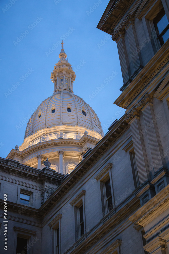 Michigan Capital Dome Illuminated at Night Michigan Capital Dome Illuminated at Night