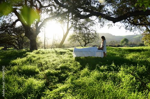 Woman healing in the forest