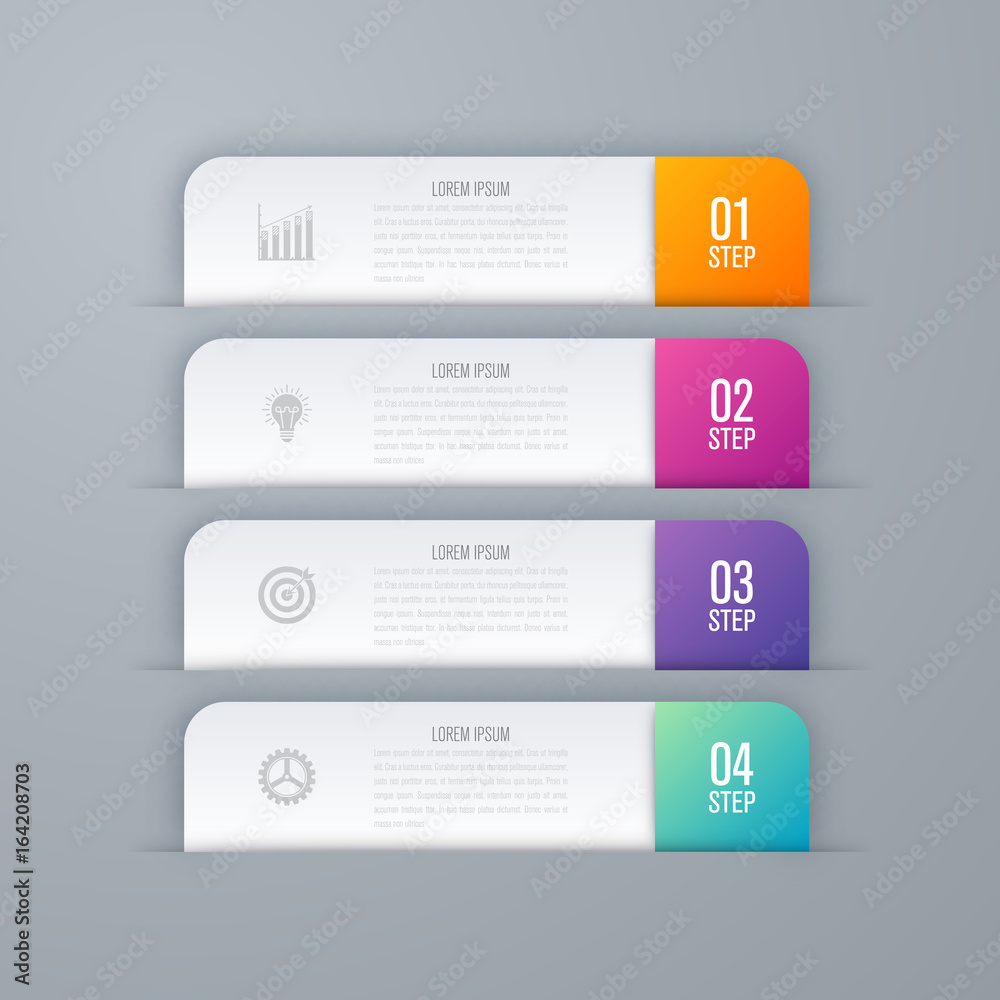 Business infographics template 4 steps with square Business infographics template 4 steps with square
