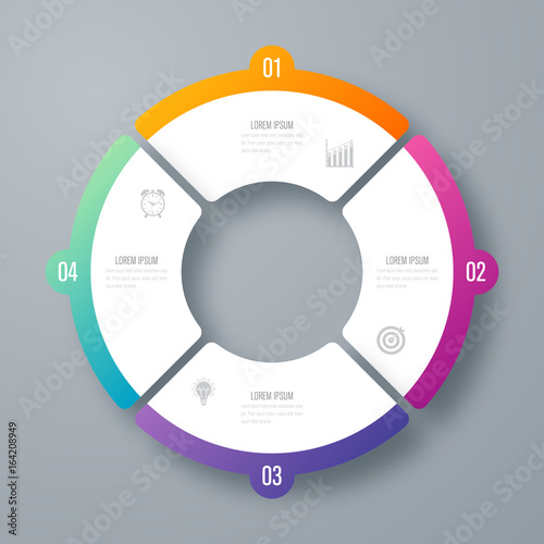 Infographics template four options with circle