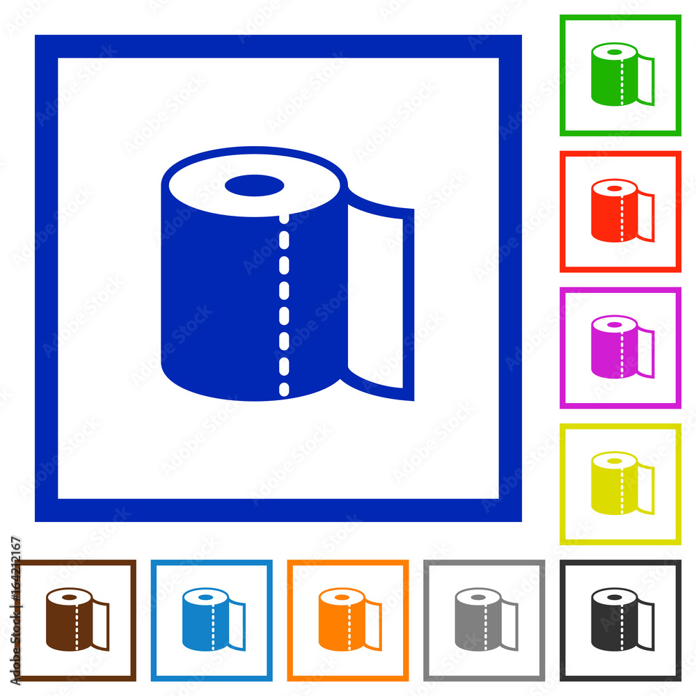 Paper towel flat framed icons Paper towel flat framed icons