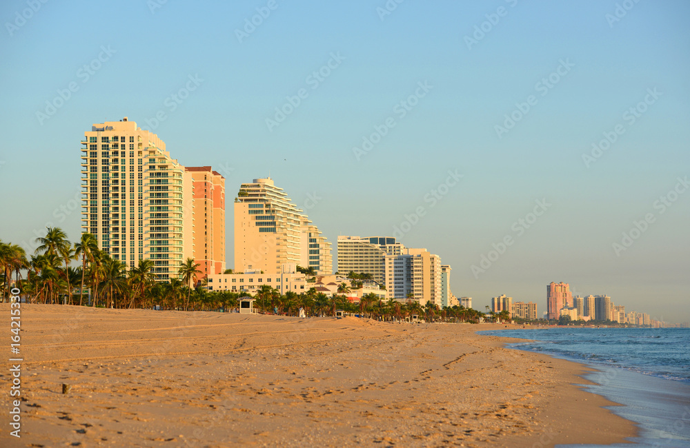 Fort Lauderdale south beach park at sunrise, Florida, USA. Fort Lauderdale south beach park at sunrise, Florida, USA.