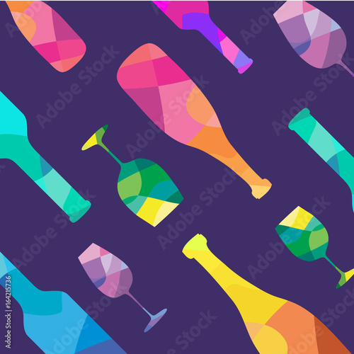 Wine bottle and a wineglasses pattern