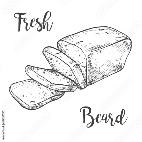 Rectangular loaf of bread. Sliced bread. Vector illustration of a sketch style.